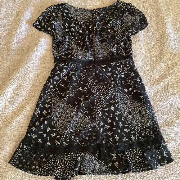 Black & white patchwork patterned mini dress - Picture 4 of 5